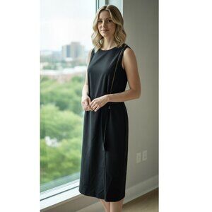 TOMAS MAIER Tie Waist Wool Gabardine Dress, Black, Women's Size 6 NWOT